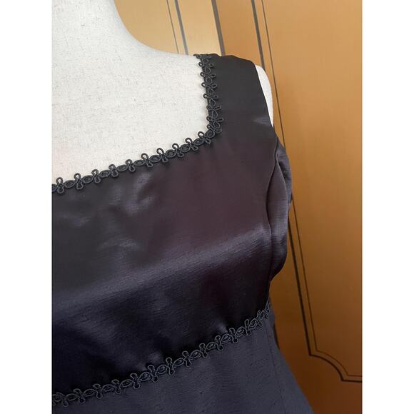 Handmade silk dress in black, floor length with empire waist, size M - Picture 7 of 7